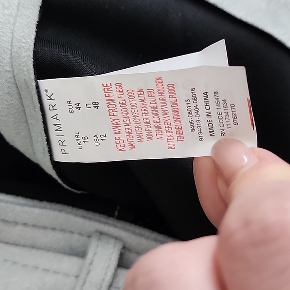 Primark Jacket Womens 12 Light Gray Faux Suede Moto Belted - Picture 6 of 7